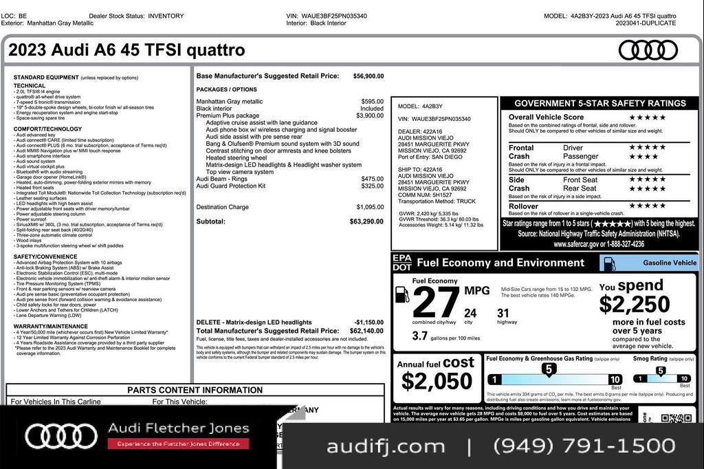 used 2023 Audi A6 car, priced at $26,891