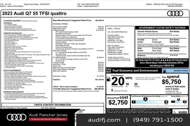 used 2023 Audi Q7 car, priced at $56,894