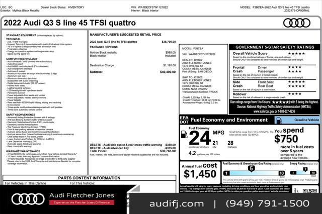 used 2022 Audi Q3 car, priced at $27,894