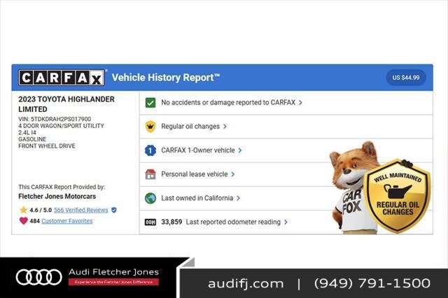 used 2023 Toyota Highlander car, priced at $41,894
