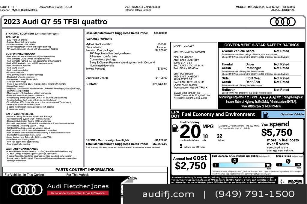 used 2023 Audi Q7 car, priced at $42,393