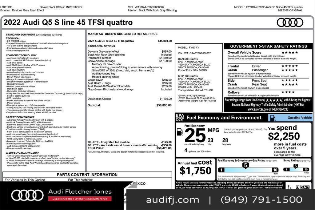 used 2022 Audi Q5 car, priced at $23,892