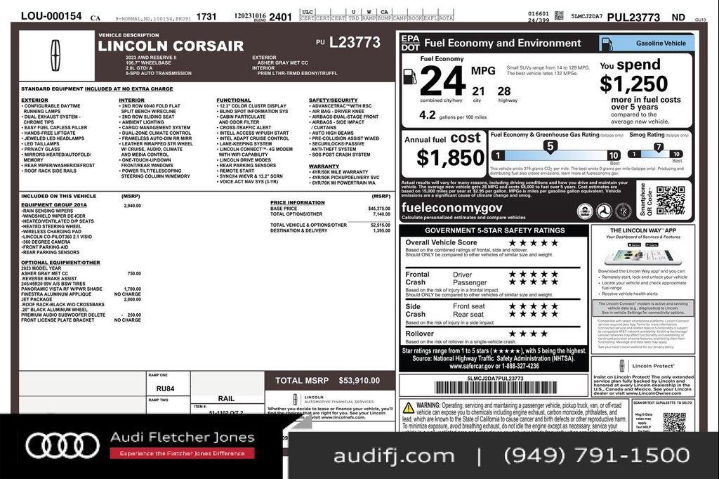 used 2023 Lincoln Corsair car, priced at $40,894