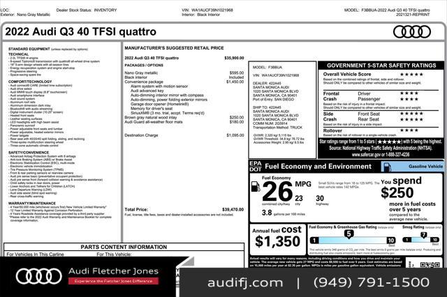 used 2022 Audi Q3 car, priced at $28,393