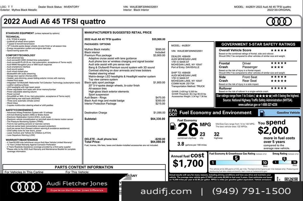 used 2022 Audi A6 car, priced at $29,891