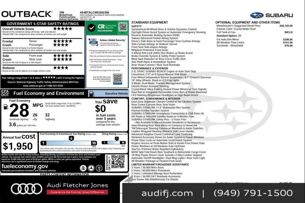 used 2024 Subaru Outback car, priced at $27,891