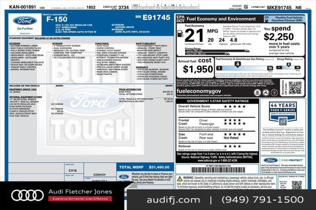 used 2021 Ford F-150 car, priced at $25,894