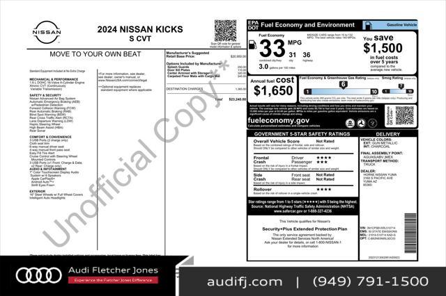 used 2024 Nissan Kicks car, priced at $19,894