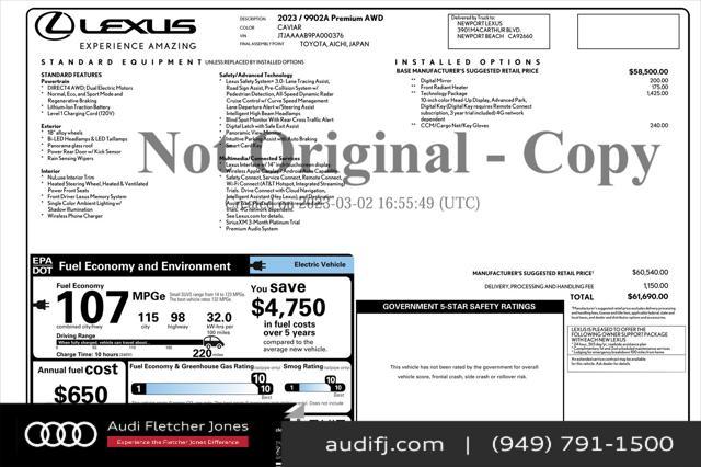 used 2023 Lexus RZ 450e car, priced at $33,393