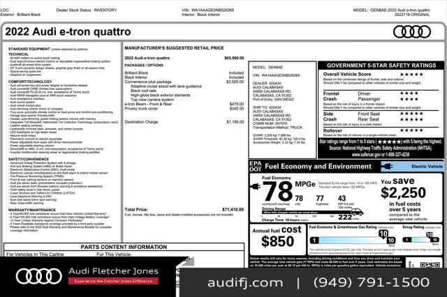 used 2022 Audi e-tron car, priced at $29,894