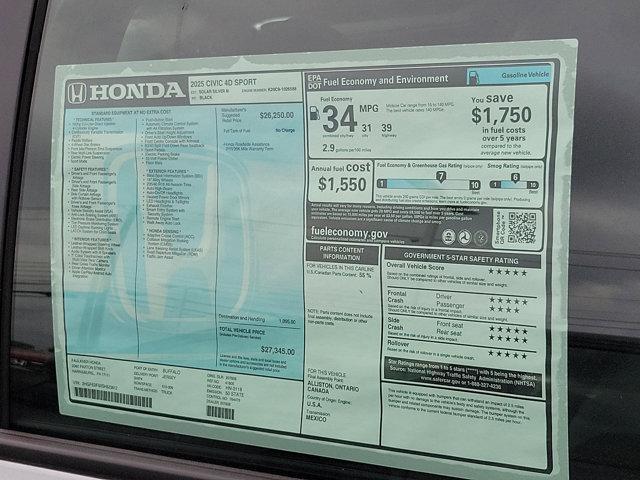 new 2025 Honda Civic car, priced at $27,345