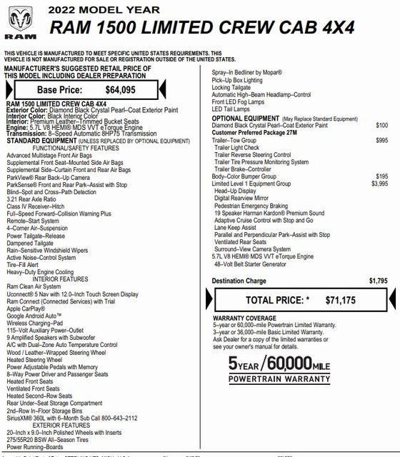 used 2022 Ram 1500 car, priced at $49,186