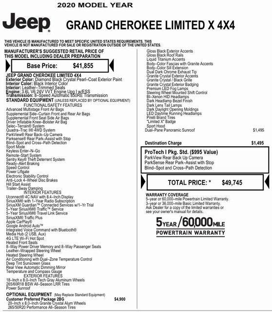 used 2020 Jeep Grand Cherokee car, priced at $25,295
