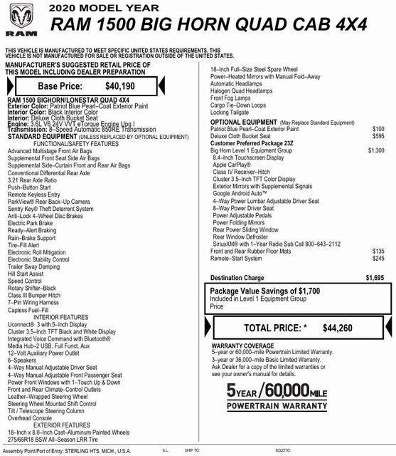 used 2020 Ram 1500 car, priced at $27,845