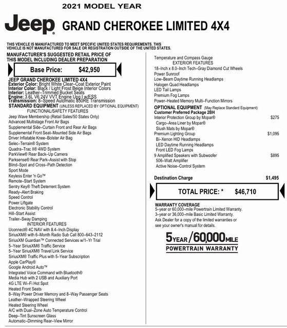 used 2021 Jeep Grand Cherokee car, priced at $29,331