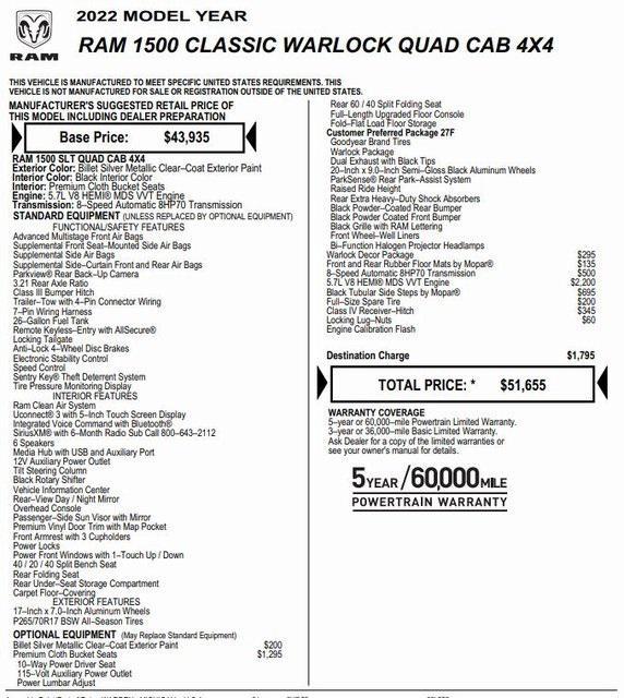 used 2022 Ram 1500 Classic car, priced at $35,341