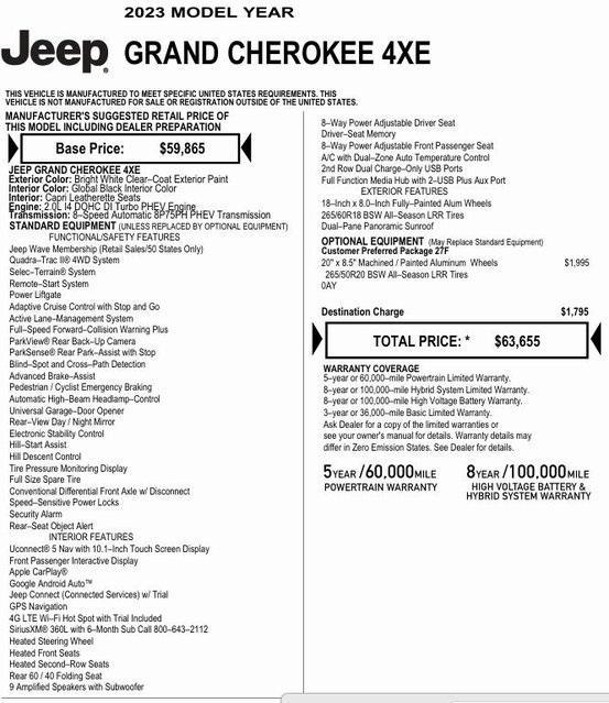 used 2023 Jeep Grand Cherokee 4xe car, priced at $34,987