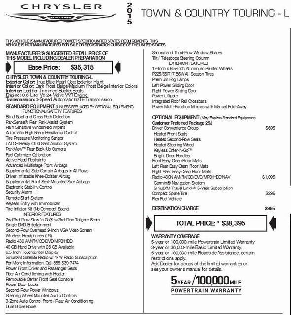 used 2015 Chrysler Town & Country car, priced at $10,450