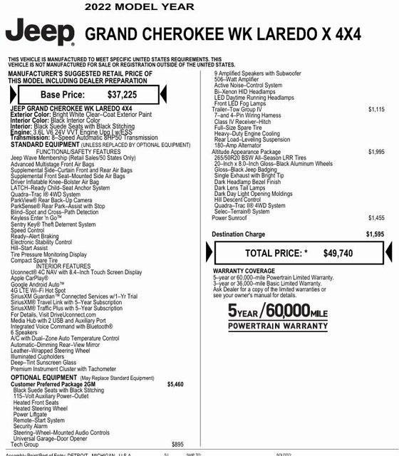 used 2022 Jeep Grand Cherokee car, priced at $33,642