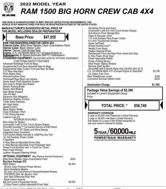 used 2022 Ram 1500 car, priced at $35,495