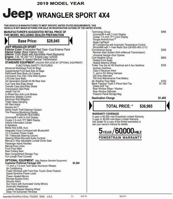 used 2019 Jeep Wrangler car, priced at $22,963