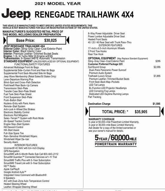 used 2021 Jeep Renegade car, priced at $22,711