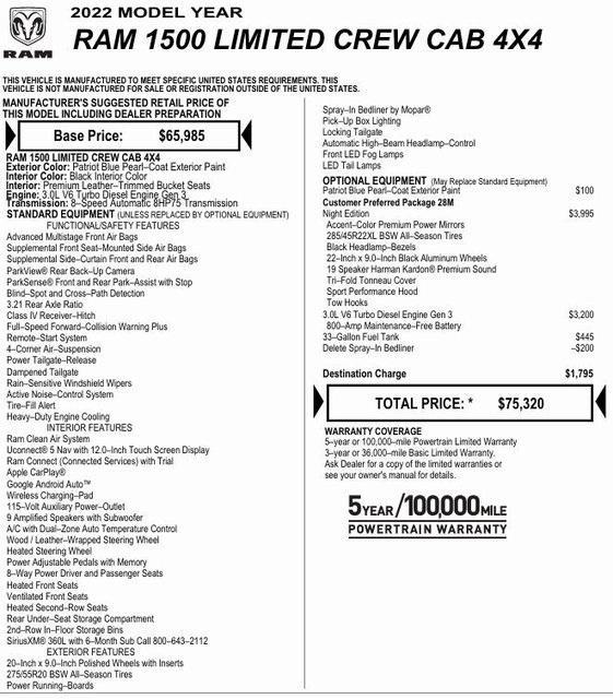 used 2022 Ram 1500 car, priced at $55,900