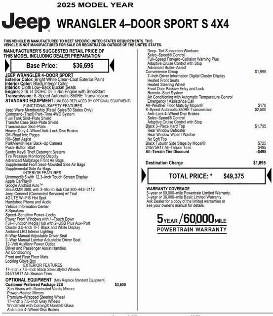 used 2025 Jeep Wrangler car, priced at $46,795