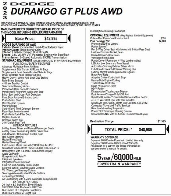 used 2023 Dodge Durango car, priced at $33,000