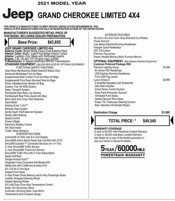 used 2021 Jeep Grand Cherokee car, priced at $32,807