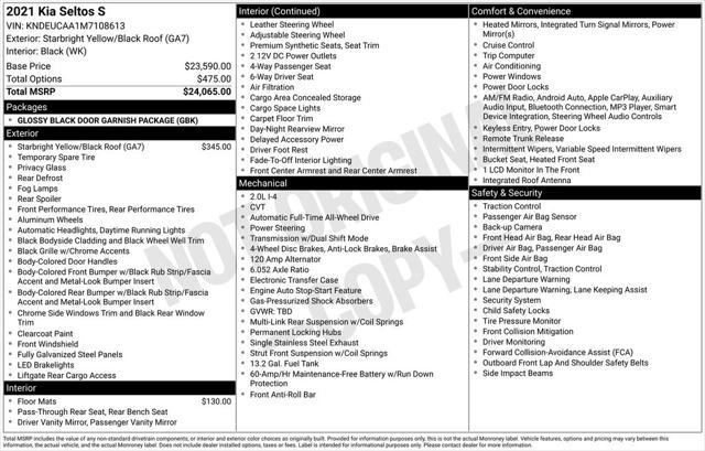 used 2021 Kia Seltos car, priced at $17,588