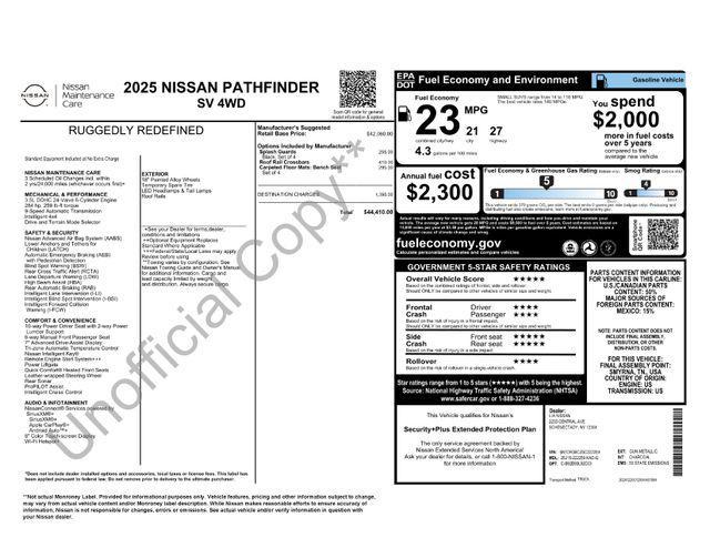 new 2025 Nissan Pathfinder car, priced at $43,410