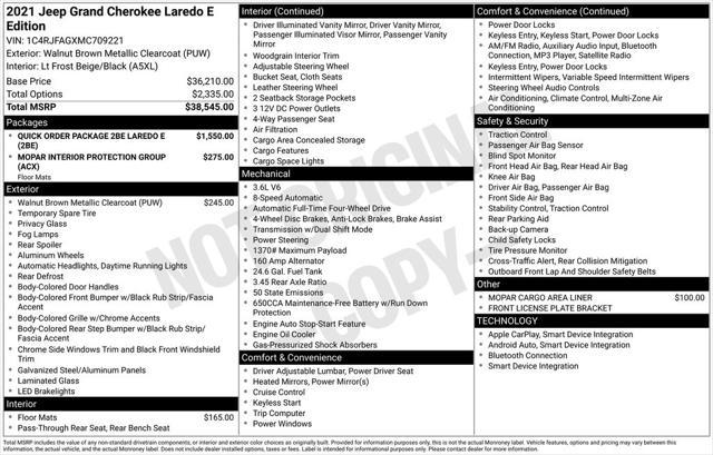 used 2021 Jeep Grand Cherokee car, priced at $22,788