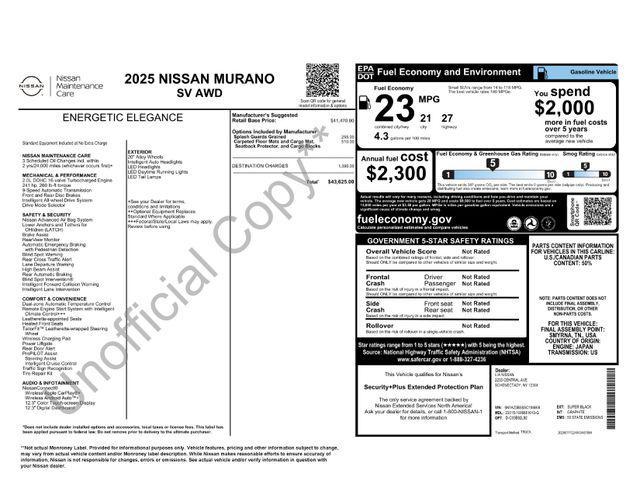 new 2025 Nissan Murano car, priced at $43,625