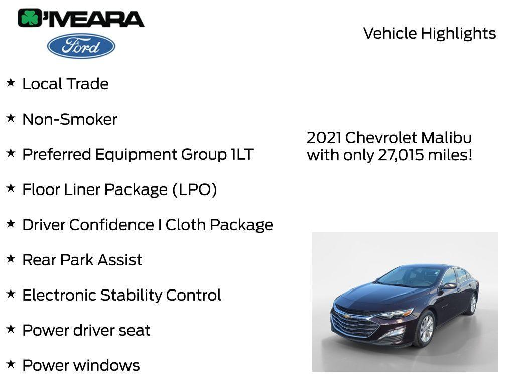 used 2021 Chevrolet Malibu car, priced at $18,990