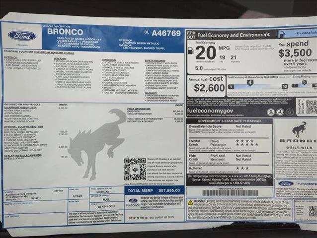 new 2025 Ford Bronco car, priced at $51,422