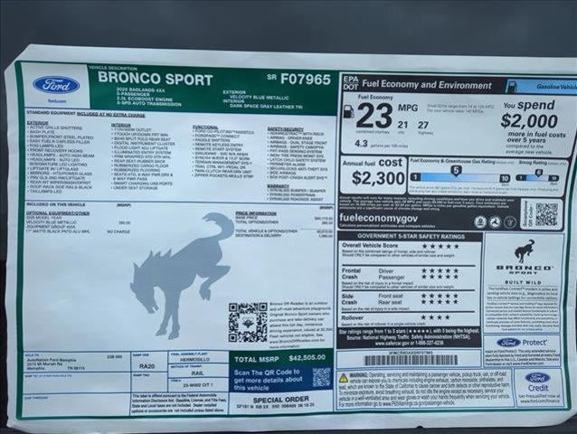 new 2025 Ford Bronco Sport car, priced at $40,505