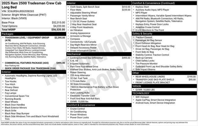 new 2025 Ram 2500 car, priced at $54,730