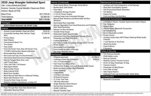 used 2020 Jeep Wrangler Unlimited car, priced at $28,895