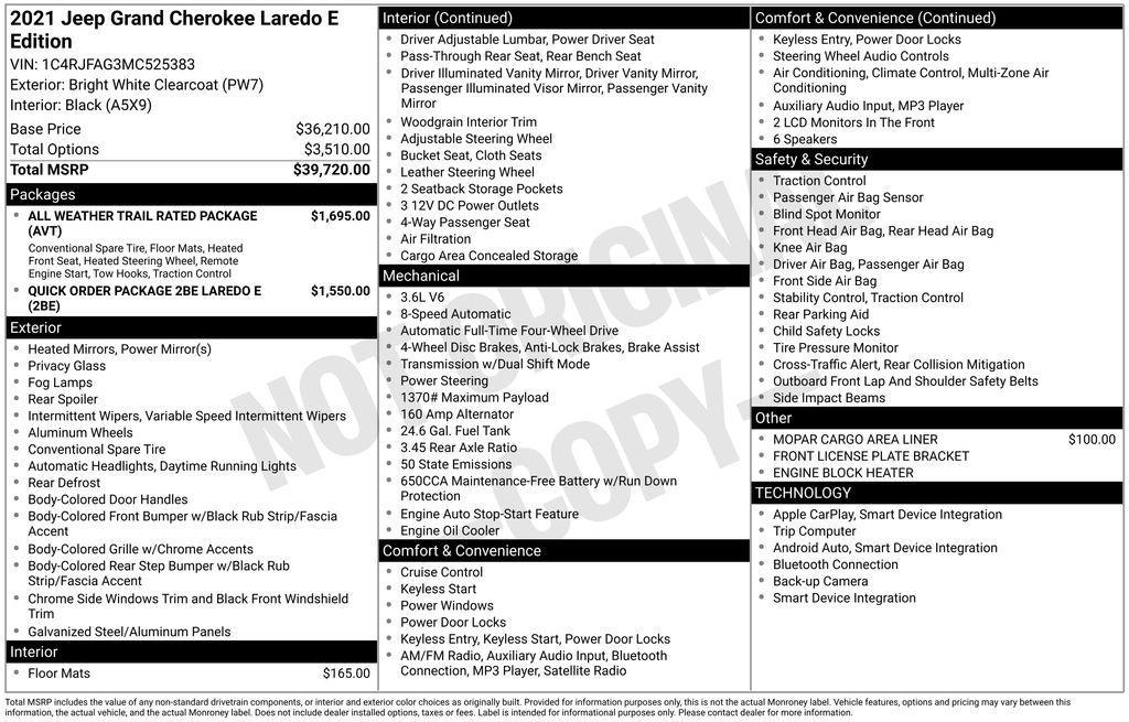 used 2021 Jeep Grand Cherokee car, priced at $24,195