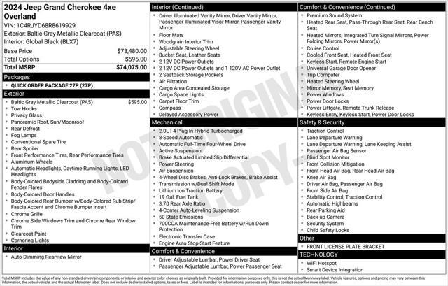 new 2024 Jeep Grand Cherokee 4xe car, priced at $61,800