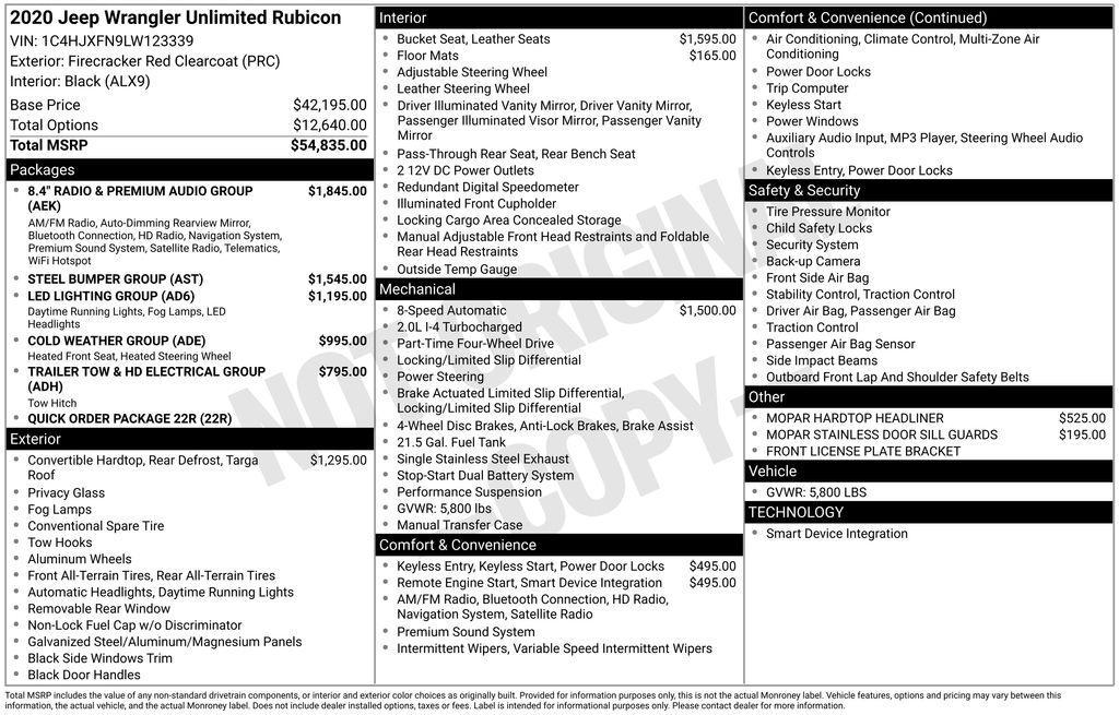 used 2020 Jeep Wrangler Unlimited car, priced at $38,995