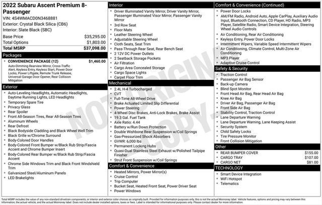 used 2022 Subaru Ascent car, priced at $31,995