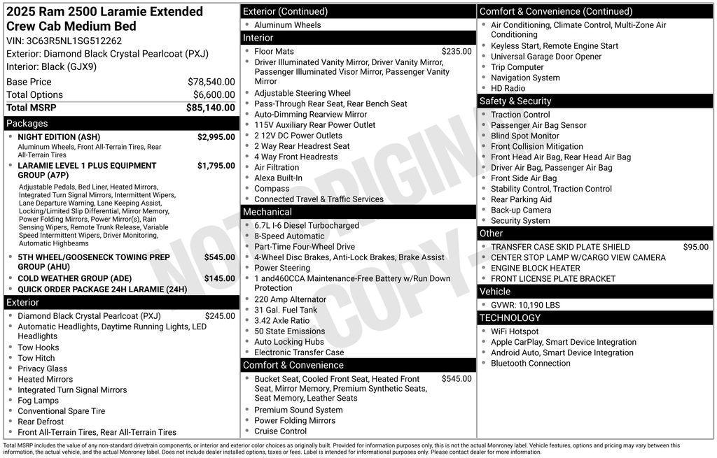new 2025 Ram 2500 car, priced at $80,098
