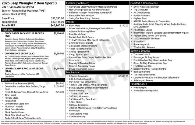 new 2025 Jeep Wrangler car, priced at $39,657