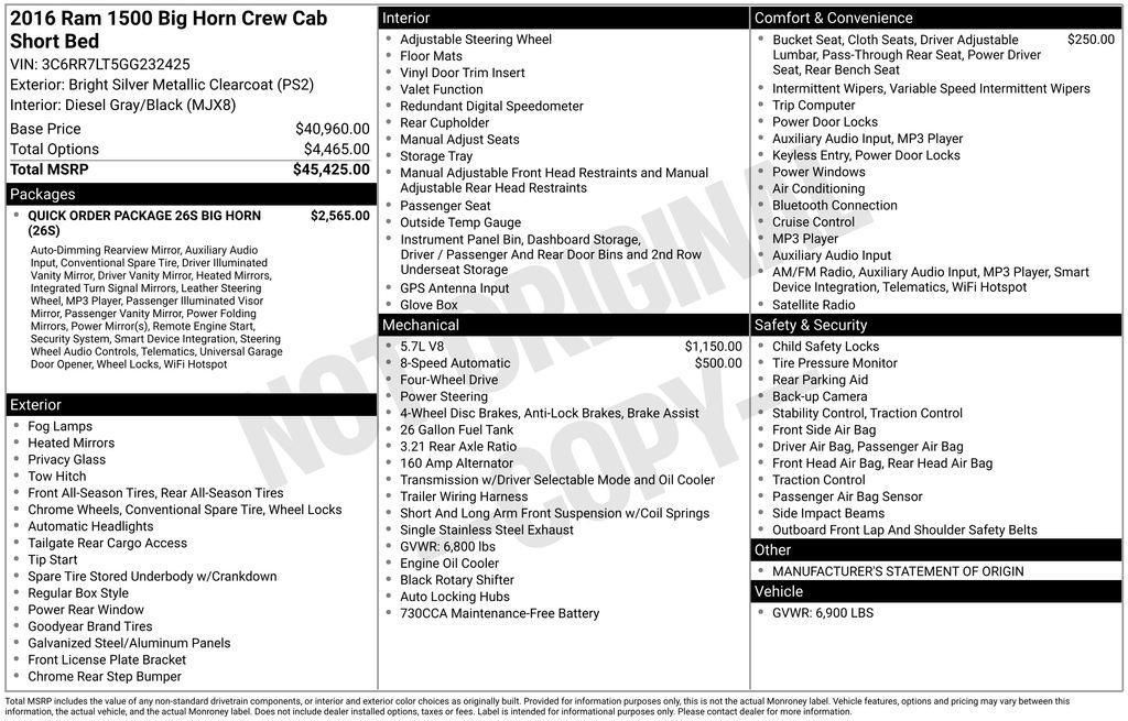 used 2016 Ram 1500 car, priced at $24,495