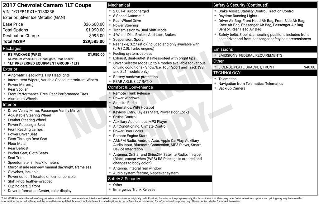 used 2017 Chevrolet Camaro car, priced at $16,995