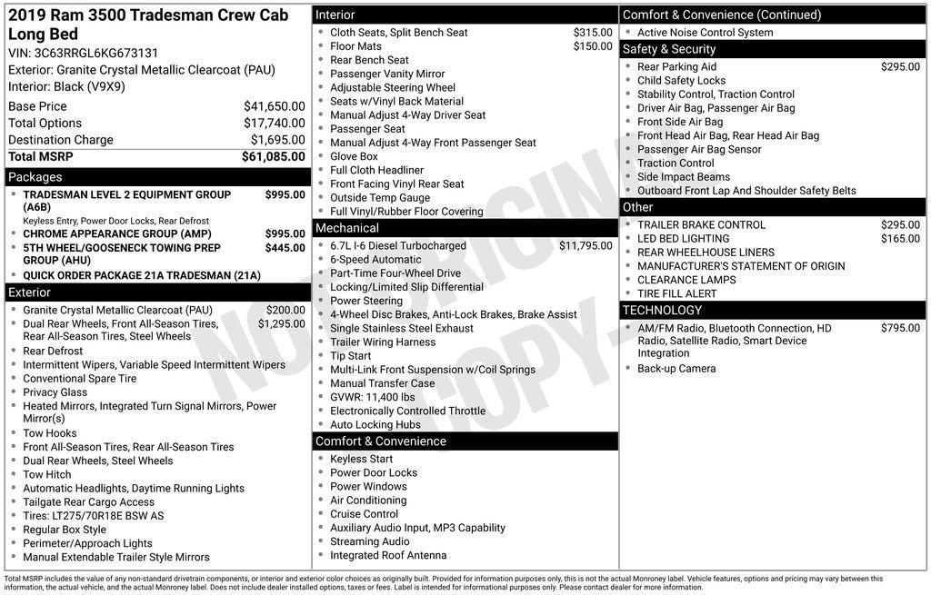 used 2019 Ram 3500 car, priced at $38,995