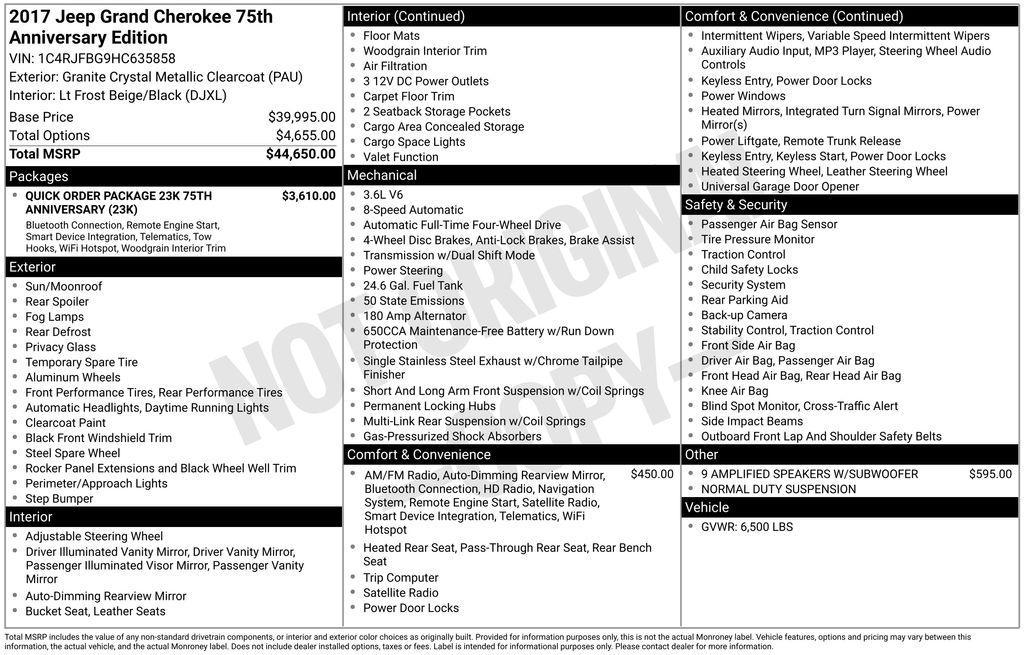 used 2017 Jeep Grand Cherokee car, priced at $16,995