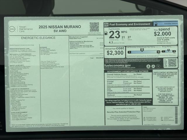 new 2025 Nissan Murano car, priced at $42,999